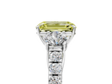 White gold Fancy Yellow Emerald  Cut Three-Stone Diamond Pave Band with Prong Setting_42