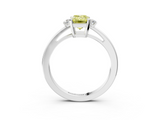 White gold Fancy Yellow Emerald  Cut Three-Stone Solitaire Ring with Round Accent Diamonds and Four-Prong Setting_24