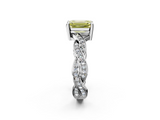 White gold Fancy Yellow Emerald  Cut Twisted Pavé Band Solitaire Ring with Four-Prong Setting_57