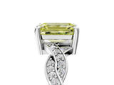 White gold Fancy Yellow Emerald  Cut Twisted Pavé Band Solitaire Ring with Four-Prong Setting_60