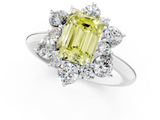 White gold Fancy Yellow Emerald  Diamond Cluster Halo Ring with Solitaire Band and Four-Prong Setting_21