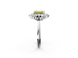 White gold Fancy Yellow Emerald  Diamond Cluster Halo Ring with Solitaire Band and Four-Prong Setting_22