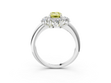White gold Fancy Yellow Emerald  Diamond Cluster Halo Ring with Solitaire Band and Four-Prong Setting_23