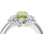 White gold Fancy Yellow Emerald  Diamond Cluster Halo Ring with Solitaire Band and Four-Prong Setting_24