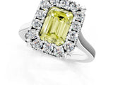 White gold Fancy Yellow Emerald  Diamond Cluster Halo Solitaire with Four-Prong Setting_108