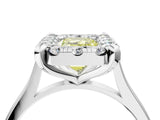White gold Fancy Yellow Emerald  Diamond Cluster Halo Solitaire with Four-Prong Setting_110