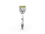 White gold Fancy Yellow Emerald  Diamond Cluster Leaf Design Ring with Prong Setting_67