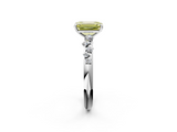 White gold Fancy Yellow Emerald  Diamond Cluster Prong-Set Solitaire Ring_62