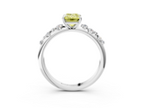 White gold Fancy Yellow Emerald  Diamond Cluster Prong-Set Solitaire Ring_63