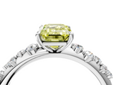 White gold Fancy Yellow Emerald  Diamond Cluster Prong-Set Solitaire Ring_64