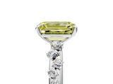 White gold Fancy Yellow Emerald  Diamond Cluster Prong-Set Solitaire Ring_65