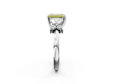 White gold Fancy Yellow Emerald  Diamond Floral Cluster Ring with Solitaire Band and Prong Setting_79