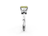 White gold Fancy Yellow Emerald  Diamond Floral Cluster Ring with Solitaire Band and Prong Setting_96