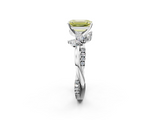 White gold Fancy Yellow Emerald  Diamond Floral Vine Solitaire Engagement Ring_5