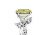 White gold Fancy Yellow Emerald  Diamond Floral Vine Solitaire Engagement Ring_8