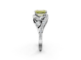 White gold Fancy Yellow Emerald  Diamond Halo Ring with Marquise and Pavé Band in Prong Setting_86