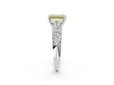 White gold Fancy Yellow Emerald  Diamond Pavé Band Solitaire Ring with Four-Prong Setting_68