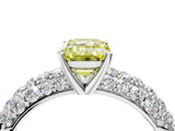 White gold Fancy Yellow Emerald  Diamond Pavé Band Solitaire Ring with Four-Prong Setting_70