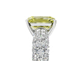 White gold Fancy Yellow Emerald  Diamond Pavé Band Solitaire Ring with Four-Prong Setting_71