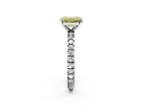 White gold Fancy Yellow Emerald  Diamond Pavé Band Solitaire with Four-Prong Setting_197