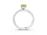 White gold Fancy Yellow Emerald  Diamond Pavé Band Solitaire with Four-Prong Setting_198