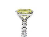 White gold Fancy Yellow Emerald  Diamond Pavé Band Solitaire with Four-Prong Setting_200