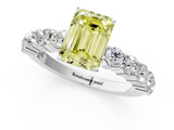 White gold Fancy Yellow Emerald  Diamond Pavé Band Solitaire with Four-Prong Setting_4