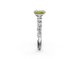 White gold Fancy Yellow Emerald  Diamond Pavé Band Solitaire with Four-Prong Setting_5