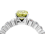 White gold Fancy Yellow Emerald  Diamond Pavé Band Solitaire with Four-Prong Setting_7