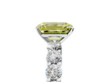 White gold Fancy Yellow Emerald  Diamond Pavé Band Solitaire with Four-Prong Setting_8