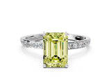 White gold Fancy Yellow Emerald  Diamond Pavé Band with Six-Prong Setting_50