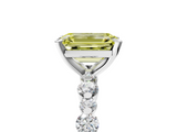 White gold Fancy Yellow Emerald  Diamond Prong Set Engagement Ring with Pave Band_231