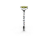 White gold Fancy Yellow Emerald  Diamond Prong Set Engagement Ring with Pave Band_235