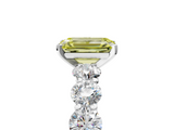 White gold Fancy Yellow Emerald  Diamond Prong Setting with Side Stones on a Pave Band_140