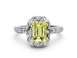 White gold Fancy Yellow Emerald  Diamond Solitaire Ring with Shared Prong Pavé Band_12