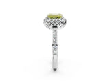 White gold Fancy Yellow Emerald  Diamond Solitaire Ring with Shared Prong Pavé Band_14