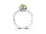 White gold Fancy Yellow Emerald  Diamond Solitaire Ring with Shared Prong Pavé Band_15