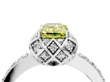 White gold Fancy Yellow Emerald  Diamond Solitaire Ring with Shared Prong Pavé Band_16