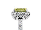 White gold Fancy Yellow Emerald  Diamond Solitaire Ring with Shared Prong Pavé Band_17