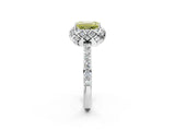White gold Fancy Yellow Emerald  Diamond Solitaire Ring with Shared Prong Pavé Band_68