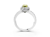 White gold Fancy Yellow Emerald  Diamond Solitaire Ring with Shared Prong Pavé Band_69