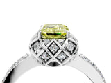 White gold Fancy Yellow Emerald  Diamond Solitaire Ring with Shared Prong Pavé Band_70