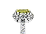 White gold Fancy Yellow Emerald  Diamond Solitaire Ring with Shared Prong Pavé Band_71