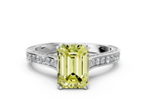 White gold Fancy Yellow Emerald  Diamond Solitaire with Pave Band and Six-Prong Setting_20