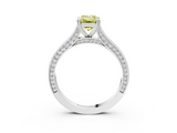 White gold Fancy Yellow Emerald  Diamond Solitaire with Pave Band and Six-Prong Setting_23