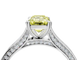 White gold Fancy Yellow Emerald  Diamond Solitaire with Pave Band and Six-Prong Setting_24