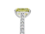 White gold Fancy Yellow Emerald  Diamond Solitaire with Pave Band and Six-Prong Setting_25