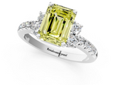 White gold Fancy Yellow Emerald  Diamond Three-Stone Pave Band with Four-Prong Setting_21