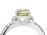 White gold Fancy Yellow Emerald  Diamond Three-Stone Pave Band with Four-Prong Setting_24
