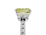 White gold Fancy Yellow Emerald  Diamond Three-Stone Pave Band with Four-Prong Setting_25